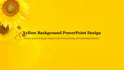 Bright yellow background with large sunflower images on the left and centered black text.