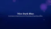 Deep nice blue gradient background with white text and subtle purple light effects with a caption area.