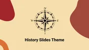 History slide with a compass graphic at the center with labeled directions on a beige background with brown accents.