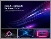 A slide deck of neon-themed backgrounds with striking light visuals, for presentations that require a modern aesthetic.