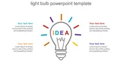 A light bulb outline slide with colorful rays symbolizing ideas, accompanied by text placeholders.