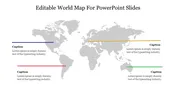 Editable World Map For PowerPoint Slides For Presentation