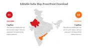 Interactive India map template featuring highlighted regions in red and orange to explain key statistics.