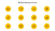 Modern Business Icons PowerPoint Template Slide