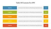 Sample Of Table Of Contents For PPT Presentation Slide