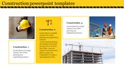 Dynamic construction template featuring a bold yellow theme, modern images, and well-organized text sections.