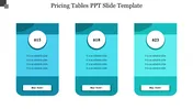 Get creative & effective Pricing Tables PPT Slide Template