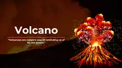 Pack slides with vibrant orange and red colors, showcasing erupting volcanoes, their hazards, types, and effects.