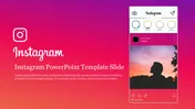 Instagram themed slide with a mock post, including a silhouette photo and app elements, on a gradient background.