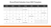 Best PowerPoint Calendar June 2022 Template Slide