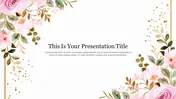 Floral-themed slide with pink and green watercolor flowers framing the title text area.