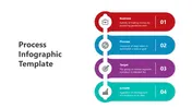 Four step process infographic slide highlighting business, process, target, and growth with icons and vibrant colors.