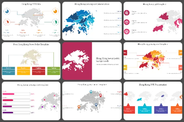 Hong Kong Map Powerpoint Templates