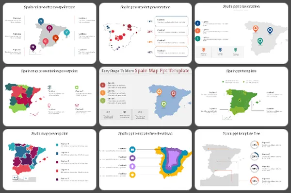 Spain Map Powerpoint Templates